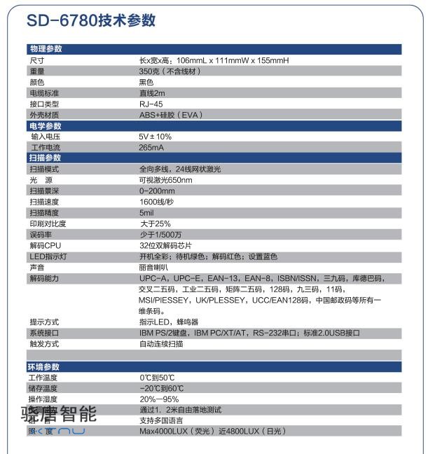 SD-6780一维24线激光扫描平台